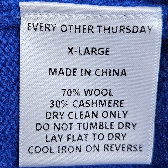 Every Other Thursday Wool Cashmere Crewneck Knit Sweater XL Cobalt Blue Comfy - Picture 3 of 10